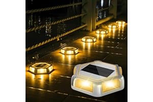 CREPOW Solar Dock Lights Driveway Deck Lights - 12 Packs Waterproof Outdoor LED Aluminum Dock Lighting Warning Step Light for Driveway Sidewalk Garden Pathway Yard (Warm White)