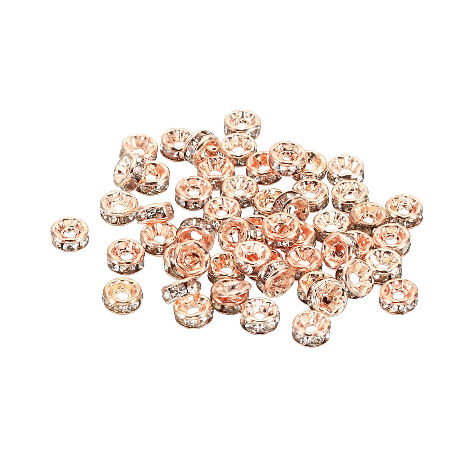 PATIKIL 4mm Spacer Beads, 100pcs Bead Spacers Rondelle Spacer Beads Rhinestone Small Round Bulk Glass Beads Crystal for Making DIY, Rose Gold