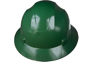JORESTECH Safety Hard Hat Green HDPE Full Brim Helmet with 4-Point Adjustable Ratchet Suspension for Work, Home, and General Headwear Protection ANSI Z89.1-14 Compliant HHAT-02