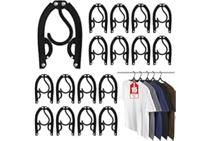 BESSLLY 15 Pcs Travel Hangers Portable Foldable Travel Hanger Organizer, Plastic Cruise Ship Accessories Essentials Clothes Hanging Rack Folding Hangers for Traveling Camping Flying RV Europe Suitcase, Black