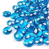GASPRO 20 lbs Fire Pit Glass for Propane Fire Pit, 3/4 Inch Fire Glass Beads for Fireplace Fire Pit Table, Glass Rocks for Landscaping - Caribbean Blue