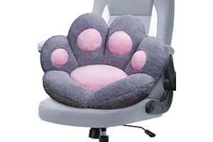 DOBUONO Cat Paw Cushion Kawaii Office Desk Chair Cushion Comfy Plush Cat Paw Shape Gaming Chair Cushion Bear Cute Seat Cushion for Girl, Kawaii Room Bedroom Decorate 28"x 24" (Gray)