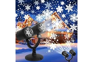 LILNIAGY Outdoor Christmas Decorations Christmas Projector Lights Double Head Snowflake Lights Projector, Christmas Light Projector Dynamic Rotating Waterproof for Yard Wall Patio Xmas Decor