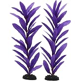 2-Pack 12 Inch Aquarium Silk Aquarium Plants, Artificial Plastic Plant | For Small Tank, Goldfish, Fish Hides, Purple