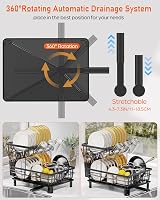 LIONONLY 2 Tier Dish Drainer Rack with Swivel Drainage Spout view 3