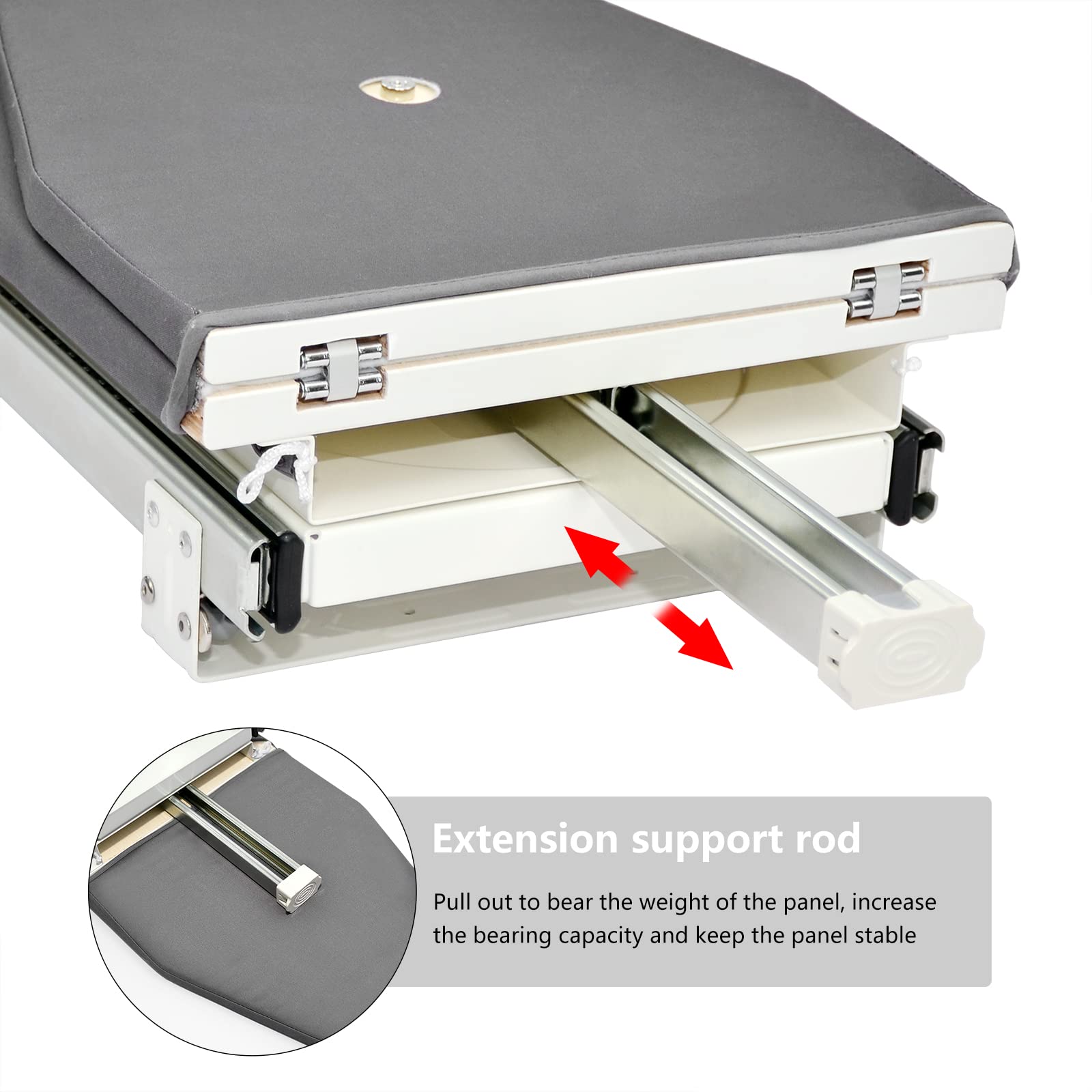 AKOZLIN Retractable Pull Out Ironing Board Closet Sliding Out Swivel Iron Board Mounted in Drawer with Heat Resistant Ironing Cover, Board Size: 31.88