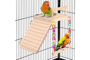 Kyouki Bird Perch Bird Cage Accessories Platform Swing - for Parrot,Parakeet,Budgies, Cockatiels, Lovebirds, Pacific Parrotlets,Chinchilla, Hamster - Sturdy Play Gym Exercise Stand