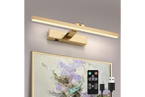 ZITOSTORY Gold Dimmable Picture Light with Remote, Rechargeable 5000mAh Battery Operated Portrait Art Light 16in for Gallery Artwork, Paintings,Picture Frame