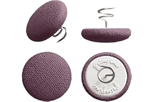 Primpins Short Upholstery Pins - Classic Linen - 20 Colors Available - Fabric Covered Button Twist Pins - Keeps Furniture Covers in Place (Set of 12, Eggplant)