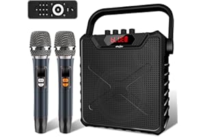 EULPS Wireless Karaoke Machine with Dual Microphones - 40W Portable Bluetooth Speaker System, 6000mAh Battery, FM Radio, Recording, Bluetooth 5.0, USB/TF/Aux Inputs - Perfect for Parties and Gatherings