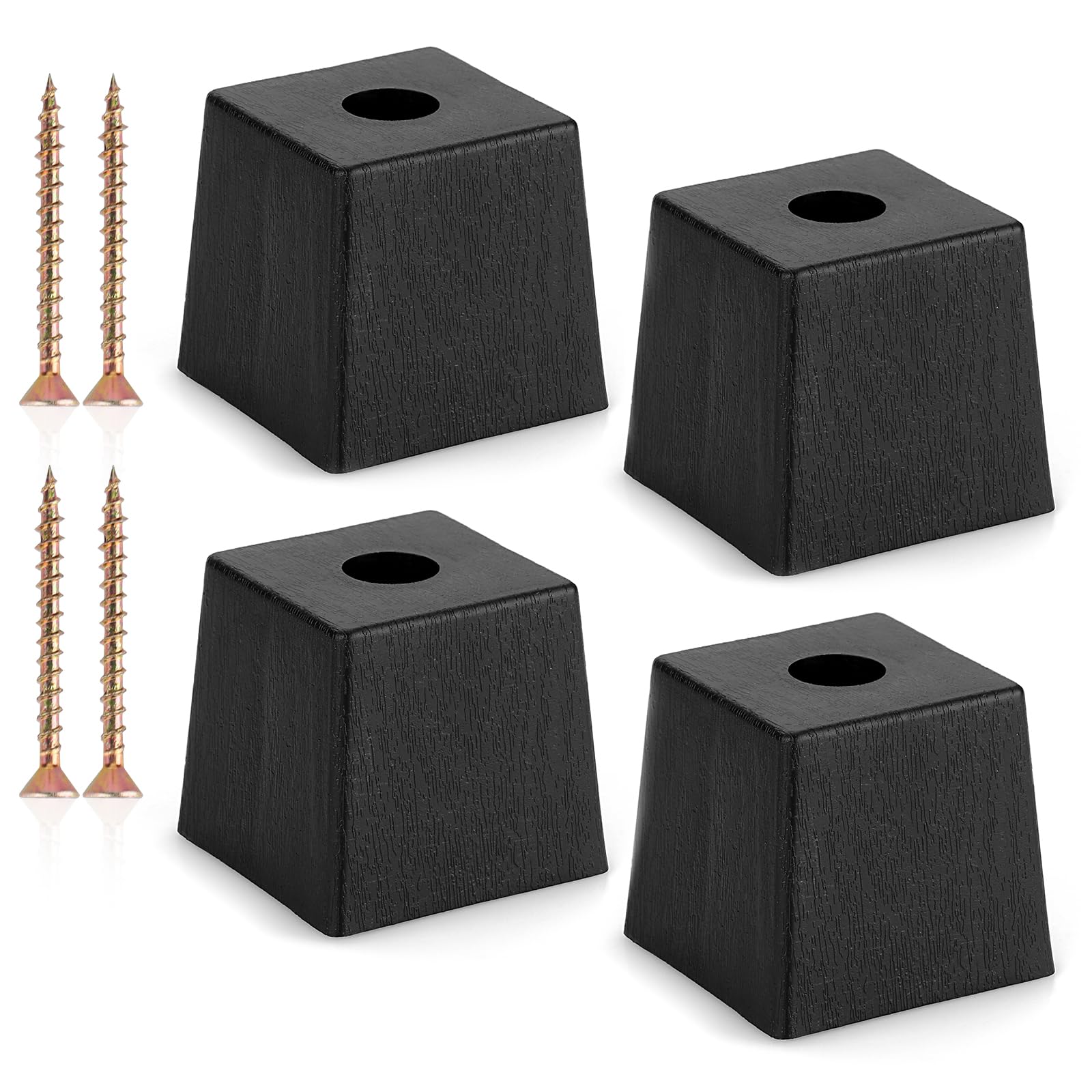 SUMNACON 4 Pcs Plastic 5.6cm Furniture Legs Square Tapered Couch Feet, Black Sofa Legs Replacement Table Feet Cabinet Supporting Feet with Screw-in Screw for Furniture DIY Replacement