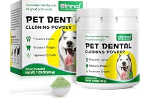 caqorzo Dental Cleaning Powder for Dogs, Teeth Cleaning Powder for Dogs, Dog Breath Freshener Powder with Probiotics, Fresh Breath Plaque Tartar Remover - 30g