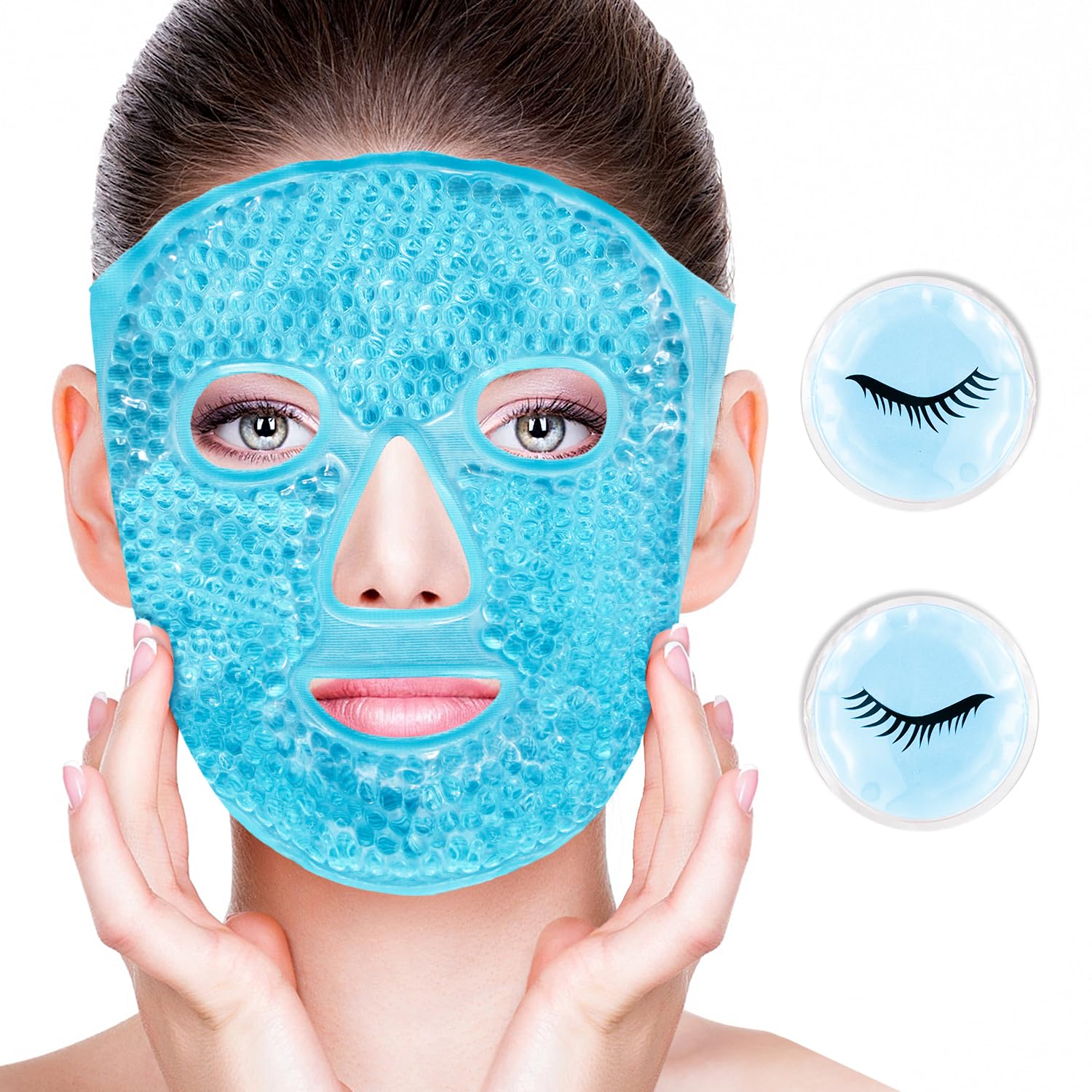 Photo 1 of CONBELLA Cold Face Eye Masks Ice Face Mask Hot Cold Compress For Dark Circles, Puffiness, Migraines, Headache, Stress, Redness, Cooling Face Masks For Women Man, Skin Care