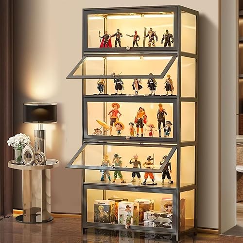 HMBTCRY 5-Tier Curio Display Cabinet, Storage Shelves with Acrylic