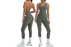 OMKAGI 2 Piece Workout Sets for Women Padded Workout Tops Booty Leggings with Pockets Gym Sets