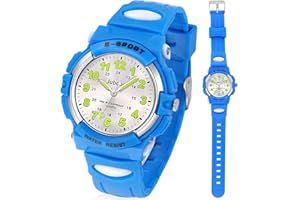 Juboos Kids Analog Watch, Childrens Waterproof Quartz Watch for 5-14 Years Old Boys Girls Time Teaching Sports Outdoor Wirstwatch