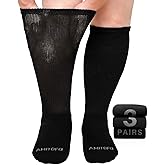 CaiDieNu Diabetic Socks for Men Women: 3 Pairs Knee High Non Binding Wide Hospital Sock for Swollen Feet Edema Bariatric
