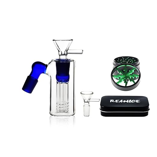 REANICE Glas Vorkühler 14.5mm Bong Glas Pipe Filter bong bowls Ice Bong Perkolator blau (Für Tabak)