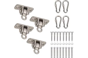 Butizone Heavy Duty Swing Hangers 304 Stainless Steel for Wooden Sets, Swing Hooks Screws Bolts with Snap Hooks for Playground, Porch, Swing Seat, Indoor Outdoor, Set of 4