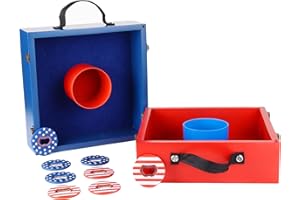 GSE Games & Sports Expert Premium Solid Wood Washer Toss Game Set (Mahogany/Oak)