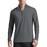 Mens Long Sleeve Shirts Quarter Zip Pullover UPF 50+ Sun Protection Wicking Moisture Workout Running Casual Athletic Tops