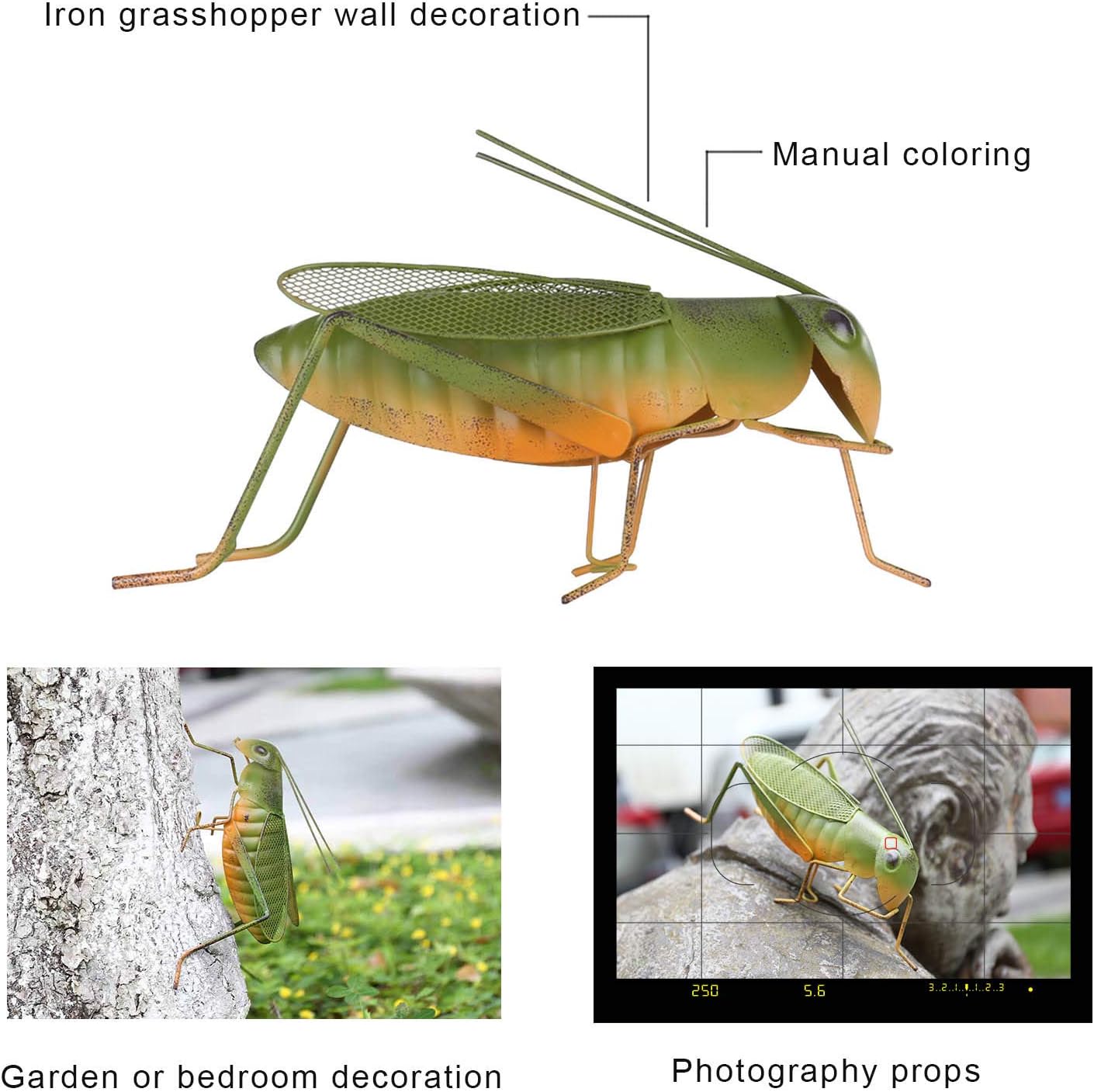 Amazon 置物 インテリア おしゃれ 鉄グラスホッパー彫刻 昆虫動物 壁の装飾 手作りの工芸品 庭の装飾 屋内 屋外 写真の小道具 置物 オブジェ オンライン通販