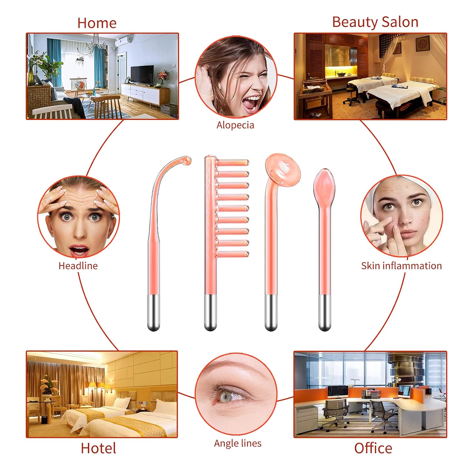 High Frequency Machine, AMDAILY Portable Handheld High Frequency Facial Wand w/Neon for Personal Beauty Acne Spot Wrinkles Remover Eyes Body Care Hair Follicle Stimulator 4-in-1: Beauty