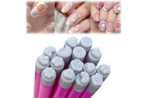ESUOHYM 15PCS Nail Art Stamp Pen Set Butterfly Flower Nail Stamper Pen 3s Quick Nail Art Tools with Different Patterns, For Beginner DIY Salon Manicure