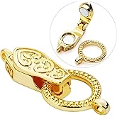 OHINGLT Fold Over Magnetic Necklace Clasps and Closures 18K Gold and Silver Plated Brass with Loop Magnet Converter for DIY Bracelet Jewelry Making