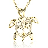 Dreamboat Turtle Necklace 925 Sterling Silver Tree of Life Sea Turtle Pendant Necklaces Tortoise Jewelry Birthday Party Gifts for Women