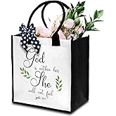 Dr.Baner Christian Tote Bag For Women, God Is Within Her Totes, Bible Verse Canvas Tote Bag For Traveling Shopping, Religious Beach Bag With Ribbon, Gifts For Women Friends Coworker -20