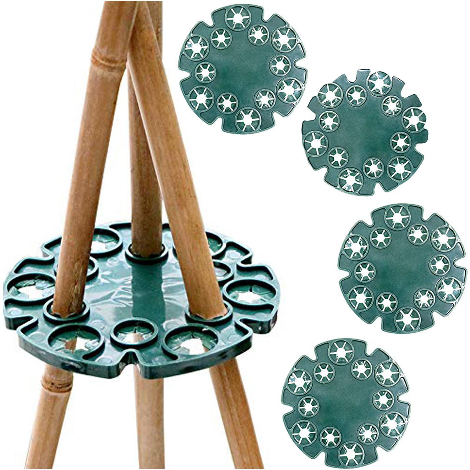 Ieron 4 Pcs Wigwam Cane Grips Support Bamboo Cane Support Rings Peas Beans Support Stakes Support Grips for Support Climbing Plants, Tomatoes, Cucumbers, Clematis, Sweet Pea