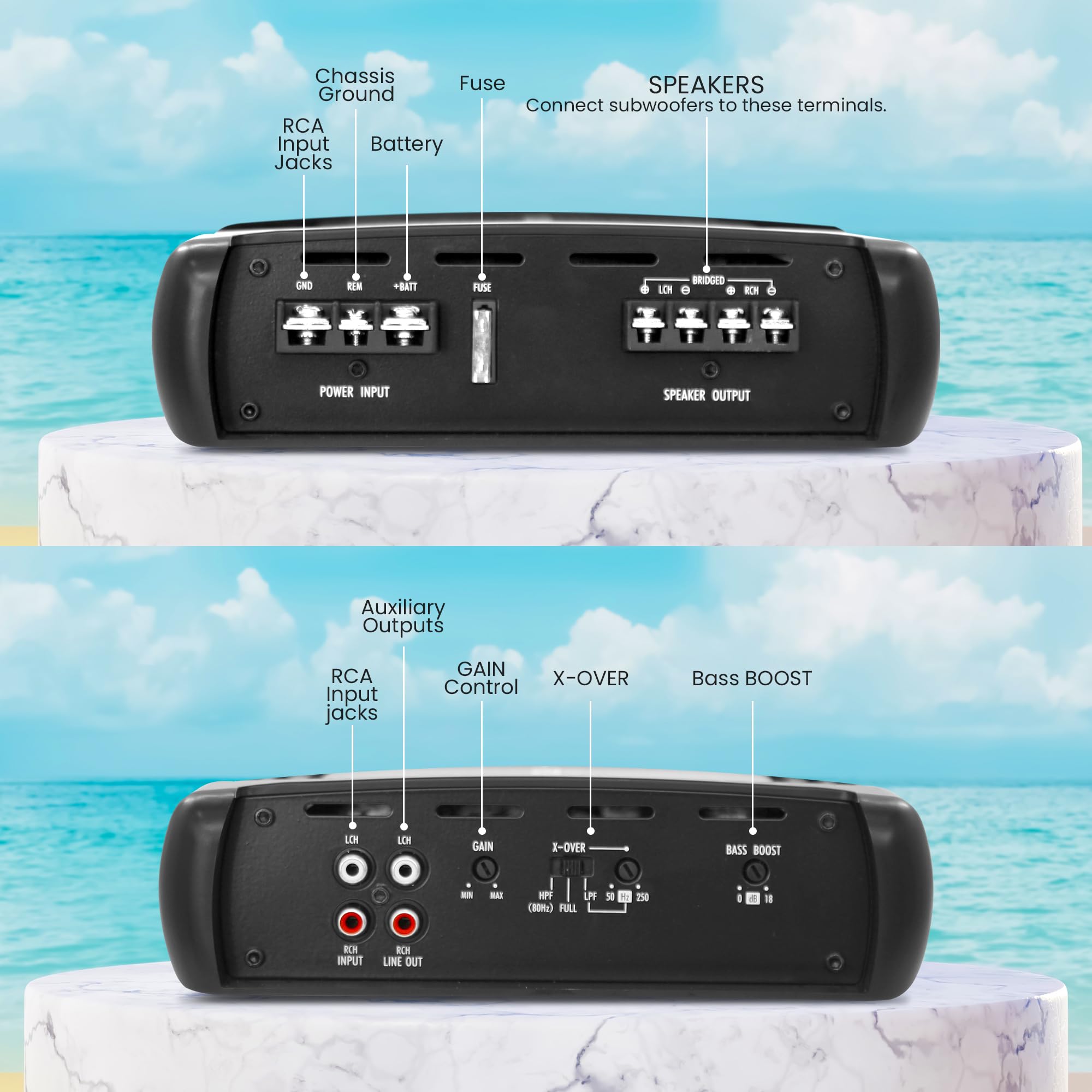 Pyle 9” Class AB Mosfet Amplifier - Invincible Series Bridgeable Amp, 2 Channel 1000 Watts Max, Mosfet PWM Power Supply, High-Current Dual Discrete Drive Stages, Advanced Protection Circuitry