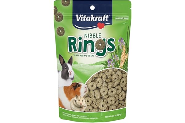 Vitakraft Nibble Rings Small Animal Treat, 10.6 oz Healthy Crunchy Snack for Rabbits, Guinea Pigs, Hamsters & Other Small Pets, Wholesome Wheat & Alfalfa, Added Vitamins & No Artificial Flavors