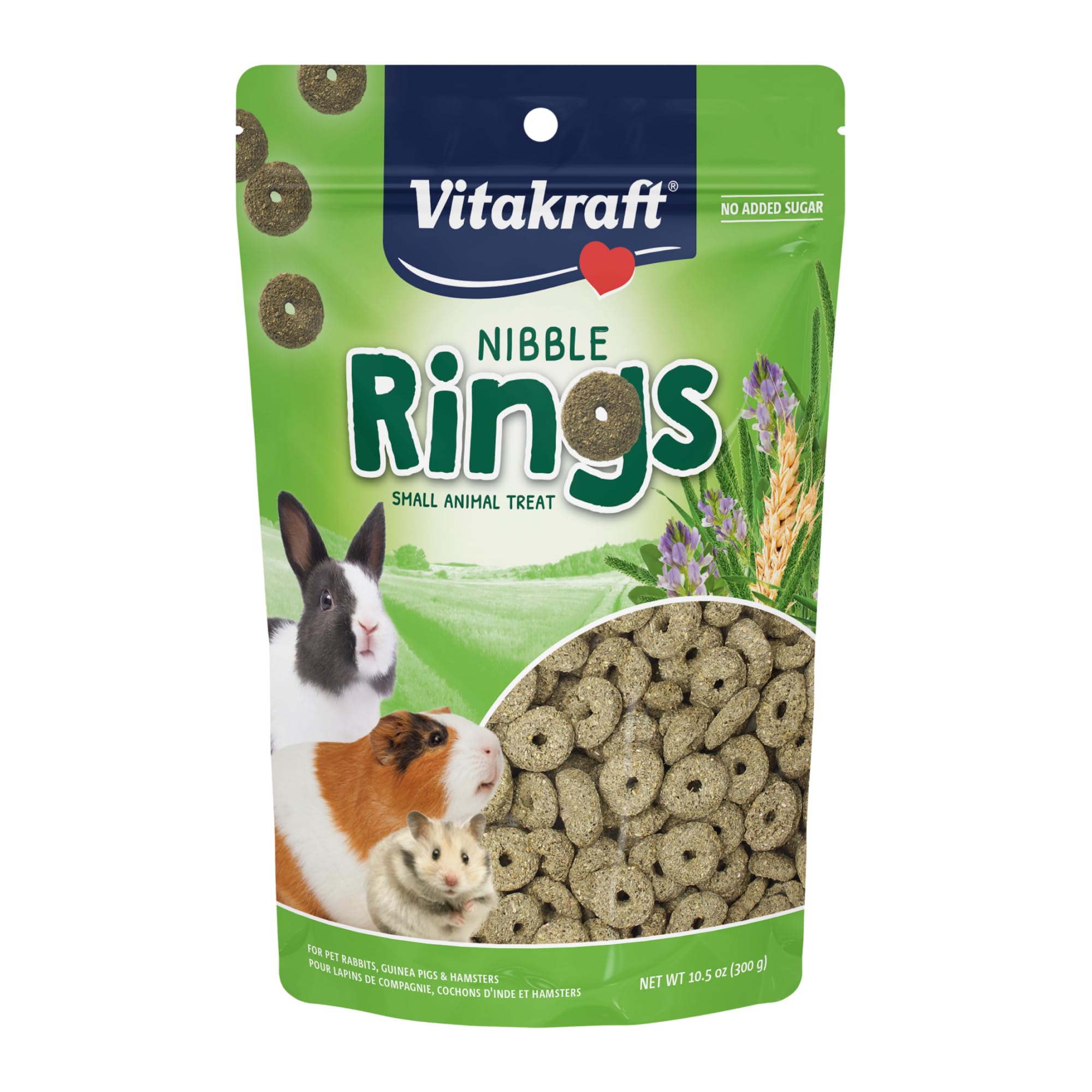Vitakraft 20390 Nibble Rings Crunchy Treat for Pet Rabbits, Guinea Pigs & Hamsters, 10.6 Ounce Pouch
