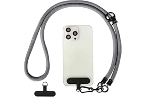 DASHTHER Cell Phone Lanyard, Universal Adjustable Detachable Phone Lanyard, Phone Strap, with Phone Lanyard Patch×2 (Grey)