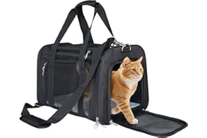 L&W BROS. Airline Approved Cat Carrier - Soft Sided Pet Travel Bag for Cats and Small Dogs Under 16 lbs TSA Approved Pet Carrier in Cabin (Black)