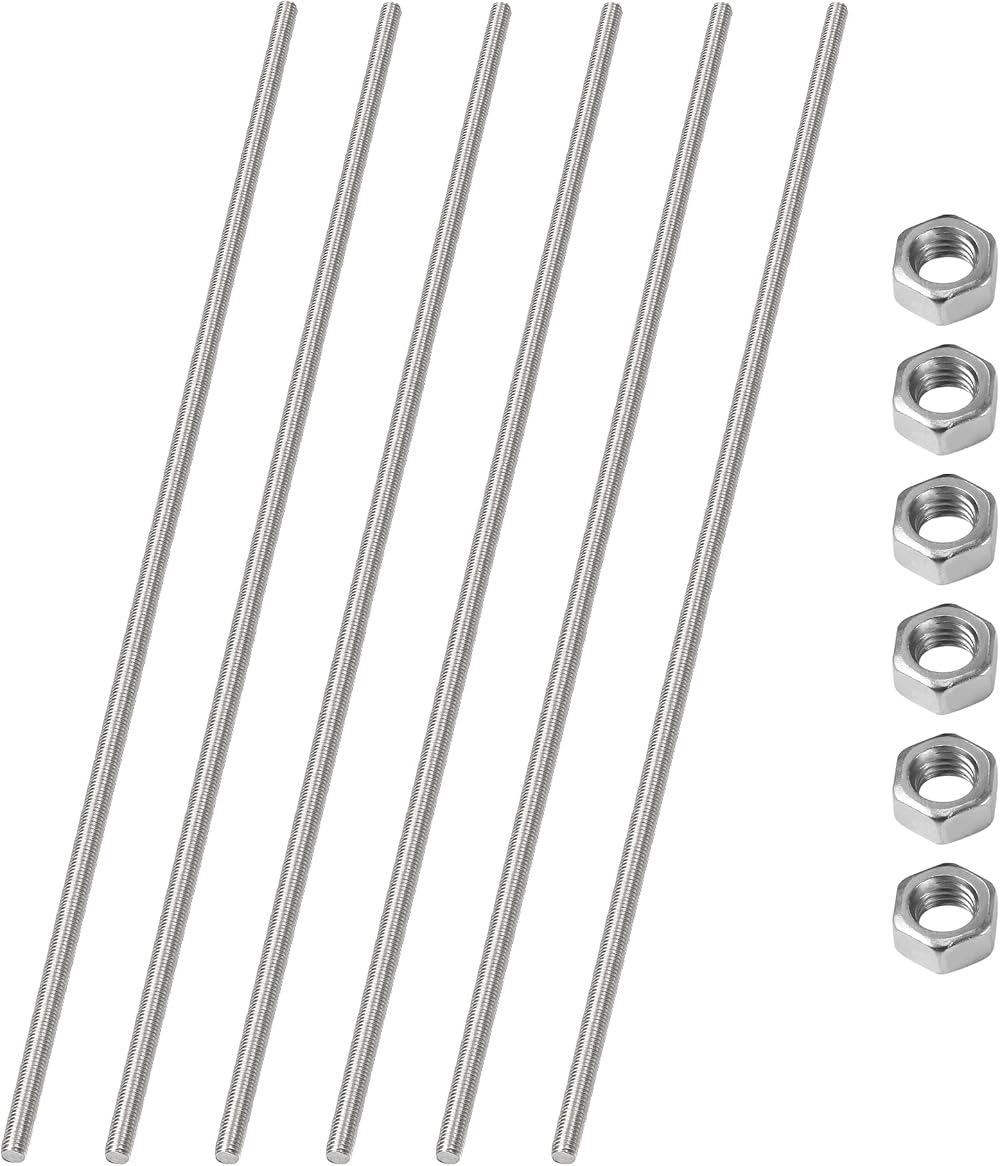 HIPICCO M4 x 200mm Stainless Steel Fully Threaded Rod Studs 304 RH 0.7mm Pitch