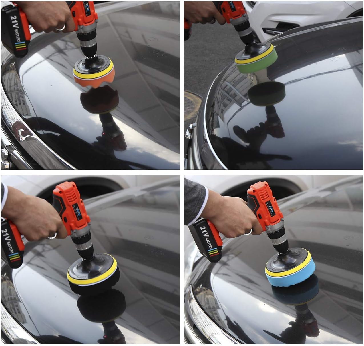 5 inch VONDERSO 17Pcs Polishing Pads, Buffing Pads and Wool Buffing Pad, Suction Cup for Car Sanding, Polishing, Waxing, Power Drill Cleaning Attachment Set: Home Improvement