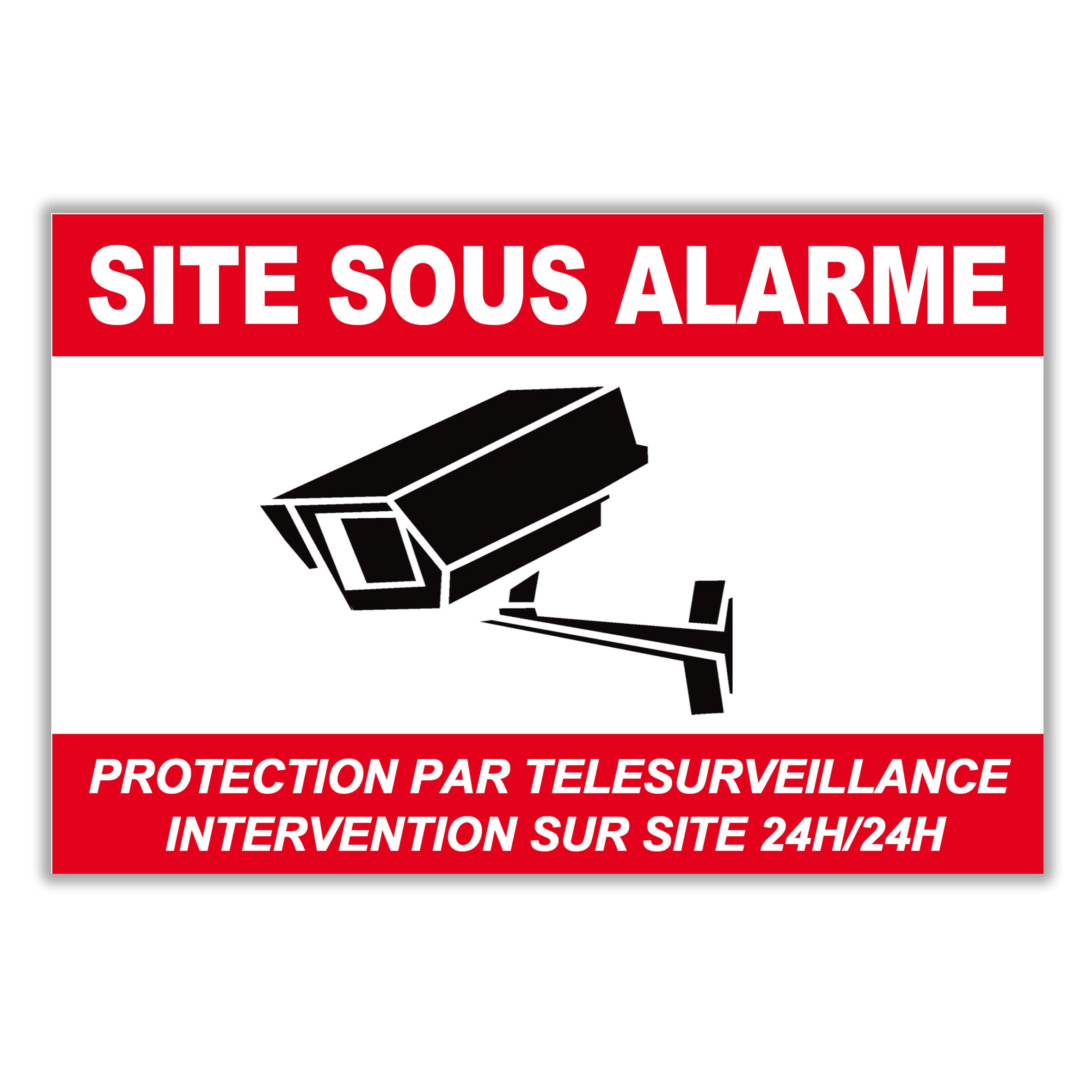 SITE Deterrent Sign with Alarm 150 x 100 mm PVC + 4 Holes for Fixing with Text: Remote Monitoring Protection – Onsite Operation 24/24 Hour
