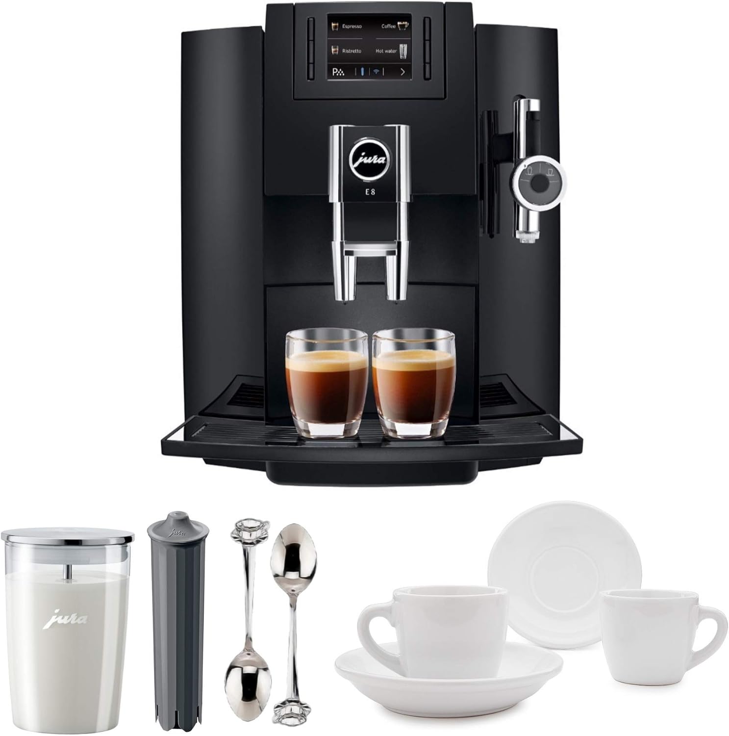 Jura 15109 Automatic Coffee Machine E8, Black Includes Jura