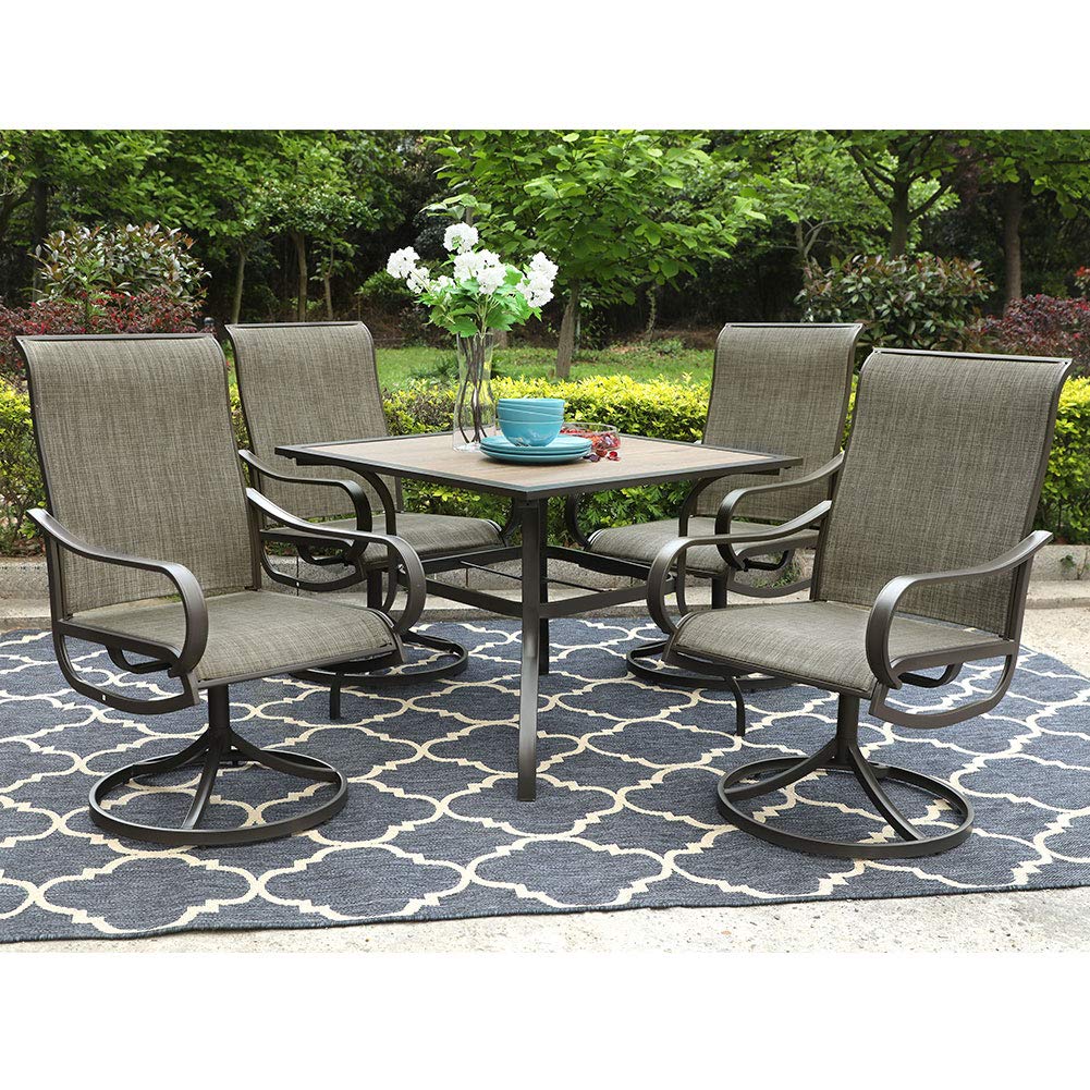 Phi Villa Patio Dinning Table 37 X 37 Outdoor Umbrella Bistro Set Garden Furniture Table 1 7 Umbrella Hole Steel Frame Buy Online In El Salvador At Desertcart