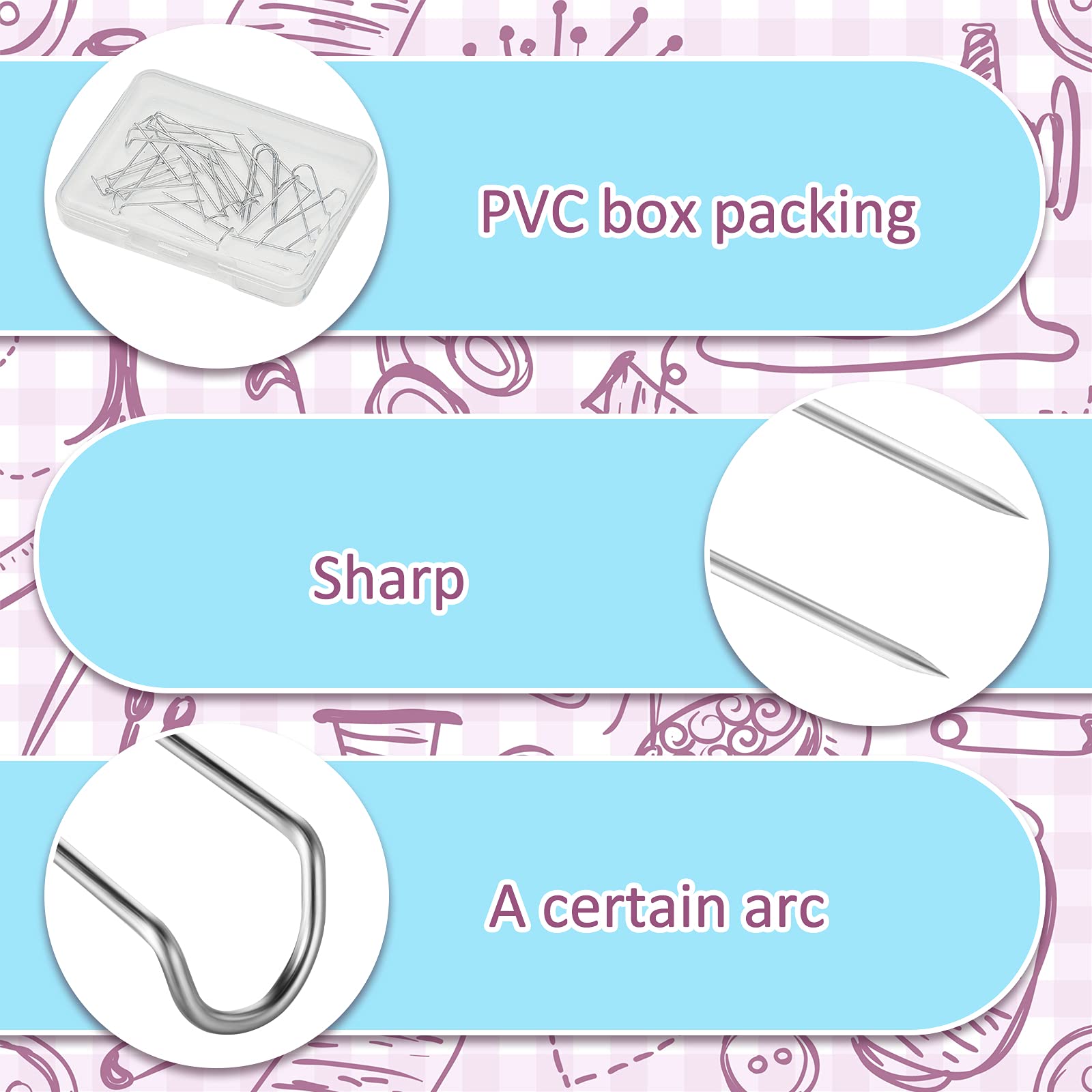 MTLEE 200 Pieces Fork Pins for Quilting Sewing Double Needlecraft Blocking Stainless Steel U-pins for DIY Sewing Jewelry Craft Making, 0.91 x 0.2 Inch(Classic,Silver)