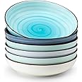 Sweese Pasta Bowls Set of 6, 30 Ounce Ceramic Salad Plates for Dishwasher & Microwave Safe - Solid Salad Bowls, Soup Bowls - Deep Plates Lipped Edges, Oven Safe Porcelain Plates Serving Bowls
