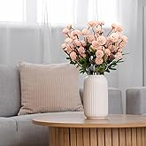 10pcs Pompon Mum Artificial Flower, Faux Silk Mini Chrysanth with Stems, Bulk Fake Wedding Filler silk Chrysanthemums Flowers for DIY Bouquet Centerpieces Arrangements Shower Decorations, Beige