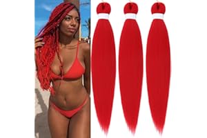 Gozill Red Braiding Hair Pre stretched Kanekalon Prestretched Human Braiding Hair Extensions Ez Braid Knotless 26 Inch