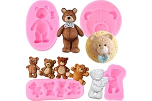 Mujiang Bear Silicone Fondant Molds For Chocolate Candy Gum Paste Crafting Polymer Clay Cake Decorating Set Of 4