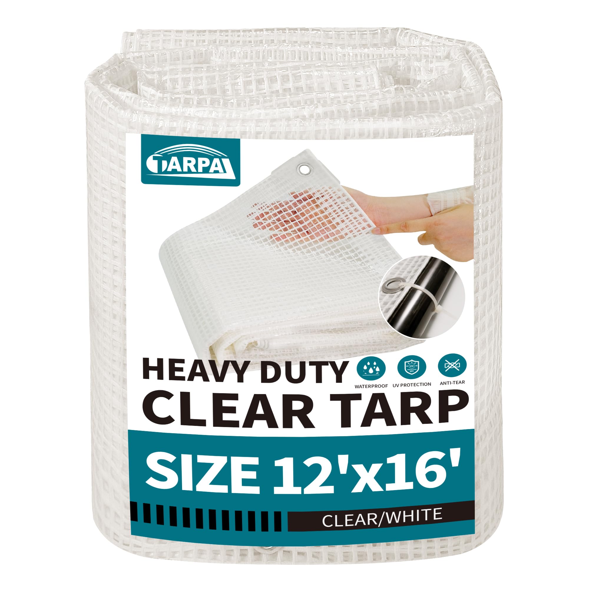 Photo 1 of TARPAL 12'x16' Clear White Tarp Heavy Duty Waterproof 12mil with Grommets or Zip Ties for Large Greenhouses for Outdoors Garden,Farm,Chicken Coops