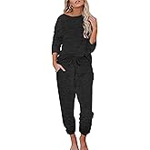 Ekouaer Womens Pajamas Set Long Sleeve Loungewear Soft Lounge Set Joggers with Pockets