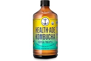 Health-Ade Kombucha Tea Organic Drink, Fermented Tea with Living Probiotics, Detoxifying Acids, Supports Gut Health, Non-GMO, Vegan, Gluten Free, 12 Pack (16 Fl Oz Bottles), Tropical Punch